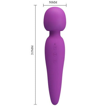 Lila silikonummantelter meredith massager wand-vibrator mit drei steuertasten und 12 vibrationsmodi von pretty love