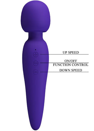 Lila silicone-wrapped wand-style vibrator pretty love meredith massager mit drei tasten für geschwindigkeits- und funktionsanpassung