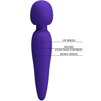Lila silicone-wrapped wand-style vibrator pretty love meredith massager mit drei tasten für geschwindigkeits- und funktionsanpassung