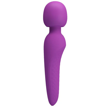 Lila silikonstab mit abgerundetem kopf und konischem griff in pretty love meredith massager 12 vibrationsmodi