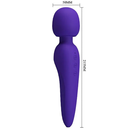 Lila silikongriff vibrator wand mit abgerundetem kopf und drei steuerungstasten von pretty love meredith massager
