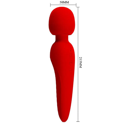 Vibrant roter silikonummantelter wand-massager mit rundem kopf und zugespitztem griff von pretty love meredith mit 12 vibrationsmodi