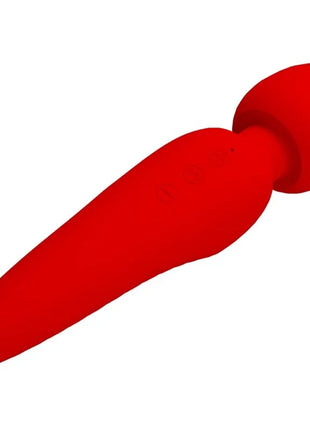 Roter silikonstab meredith massager von pretty love mit abgerundetem griff und spitz zulaufender spitze und 12 vibrationsmodi