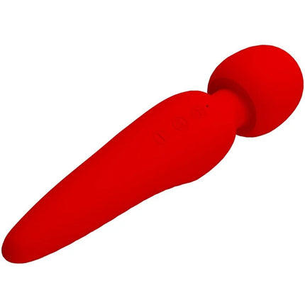 Roter silikonstab meredith massager von pretty love mit abgerundetem griff und spitz zulaufender spitze und 12 vibrationsmodi