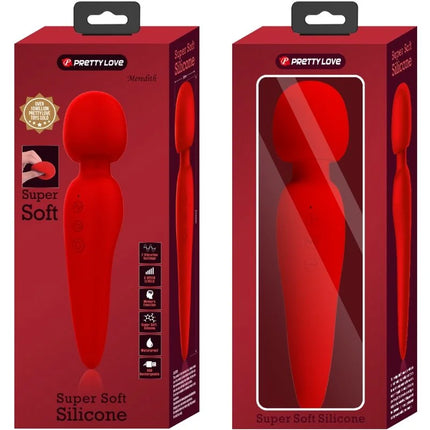 Roter prettylove meredith massagegerät aus superweichem silikon mit 12 vibrationsmodi zur entspannung