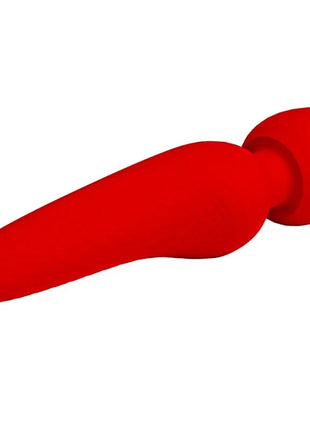 Roter silikonvibrator mit abgerundetem kopf und konischem schaft von Pretty Love Meredith Massager mit 12 vibrationsmodi