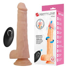 Pretty love miles vibrierender dildo mit stoss und rotationsfunktion in natur mit weichem material und schwarzer fernbedienung