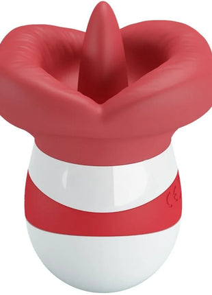 Pretty love mina zungenstimulator hellrot roter und weiß gestreifter silikon-badspielzeug in hutform mit spitzem oberteil