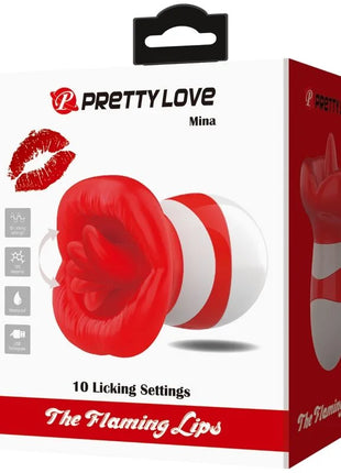 Red und weiße silikonzunge mit lippenform der flaming lips von pretty love für orale stimulation