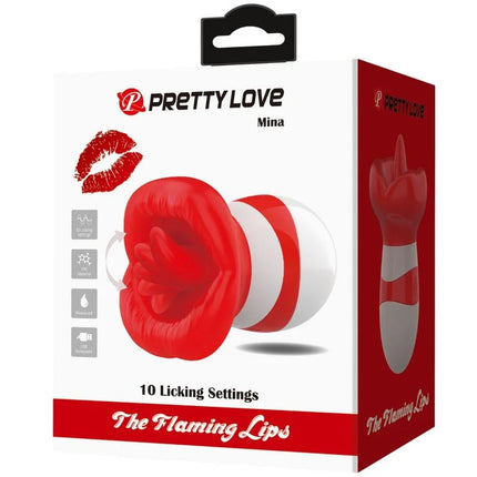 Red und weiße silikonzunge mit lippenform der flaming lips von pretty love für orale stimulation