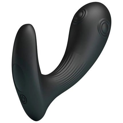 Schwarzer pretty love mirabelle prostatavibrator aus körperverträglichem silikon mit präziser prostata-stimulation und strukturierten rippen