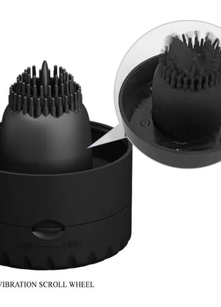 Schwarzes silikon vibrator scrollrad mit borstenbürstenkopf für pretty love naomi vagina vibrator