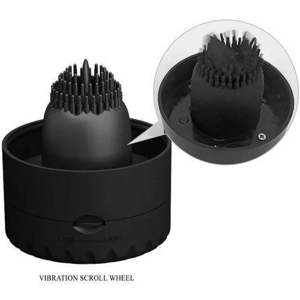 Schwarzes silikon vibrator scrollrad mit borstenbürstenkopf für pretty love naomi vagina vibrator