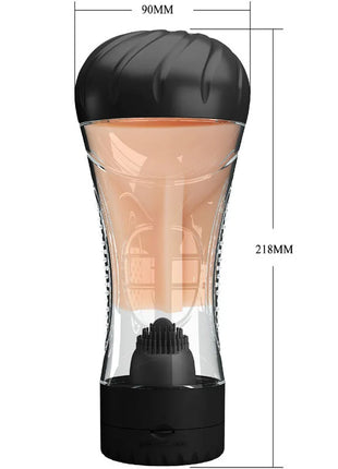 Pretty love naomi vagina vibrator mit transparentem glasgehäuse und schwarzem silikon, integriertem bürstenkopf innen