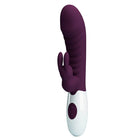 Lila rabbit vibrator von pretty love mit gebogenem kopf und 30 funktionen für intensiven genuss