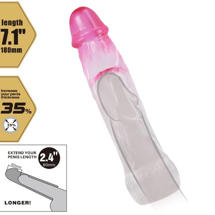 PRETTY LOVE - NERON REALISTISCHE - 6 CM PENISVERGRÖSSERUNGSHÜLSE - ROSA - Penishülle mit Verlängerung