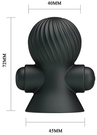 Schwarze silikonfigur mit matter oberfläche und geriffelter textur für pretty love nippelstimulator mit 12 vibrationsmodi