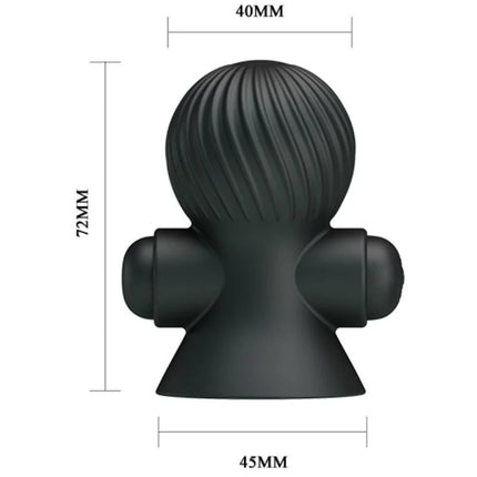Schwarze silikonfigur mit matter oberfläche und geriffelter textur für pretty love nippelstimulator mit 12 vibrationsmodi