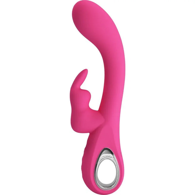 Pretty love novak rabbit vibrator rosa silikon mit silbernem ring und 12 vibrationsmodi