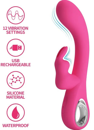 Pink silikonhasen vibrator mit 12 vibrationseinstellungen usb aufladbar und wasserdicht von pretty love novak