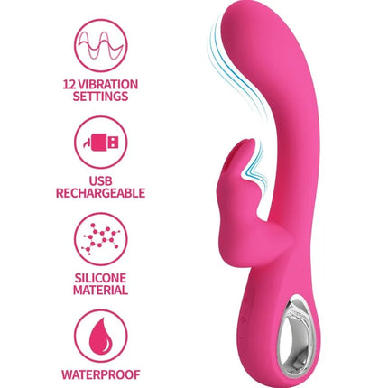 Pink silikonhasen vibrator mit 12 vibrationseinstellungen usb aufladbar und wasserdicht von pretty love novak
