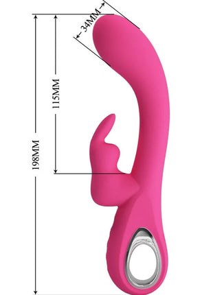 Pretty love novak rabbit vibrator rosa silikon mit 12 vibrationen und silberfarbenem ring am unteren rand