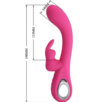 Pretty love novak rabbit vibrator rosa silikon mit 12 vibrationen und silberfarbenem ring am unteren rand