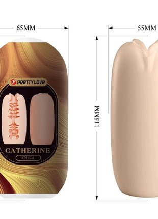Beige, glatte catherine olga modell von pretty love in einem set mit 15 verschiedenen männlichen masturbatoren