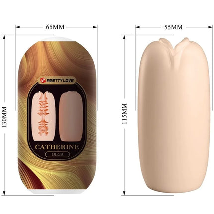 Beige, glatte catherine olga modell von pretty love in einem set mit 15 verschiedenen männlichen masturbatoren