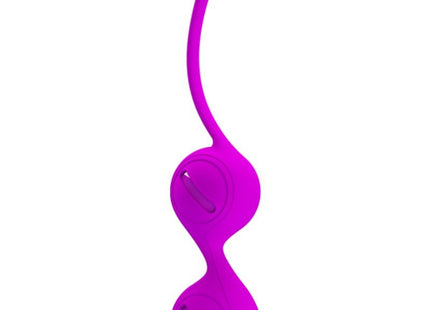 Vibrante lila silikon doppelseitige vaginale gewicht mit glatten runden konturen und flexiblem schlaufenhandgriff von pretty love