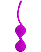 Vibrante lila silikon doppelseitige vaginale gewicht mit glatten runden konturen und flexiblem schlaufenhandgriff von pretty love