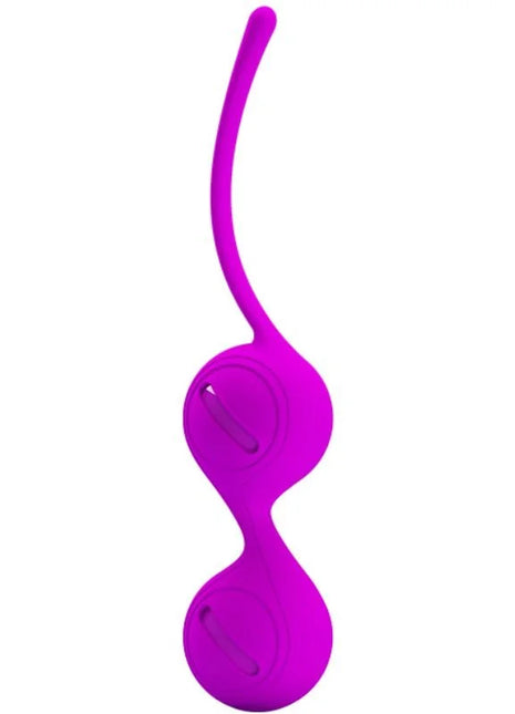 Vibrante lila silikon doppelseitige vaginale gewicht mit glatten runden konturen und flexiblem schlaufenhandgriff von pretty love