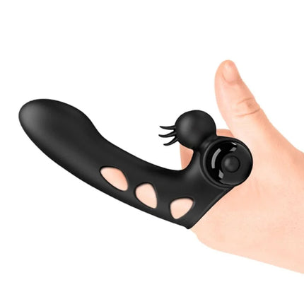 PRETTY LOVE - ORLANDO SCHWARZE VIBRATOR-FINGERHÜLLE - Penishülle