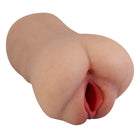 Beige silicone anal plug with red interior lining by pretty love featuring flexible textur for realistic pleasure