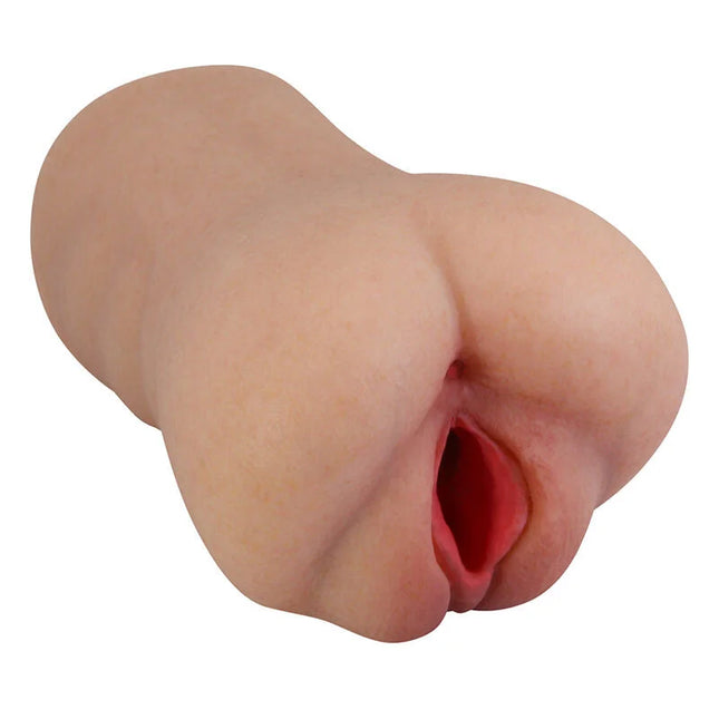 Beige silicone anal plug with red interior lining by pretty love featuring flexible textur for realistic pleasure