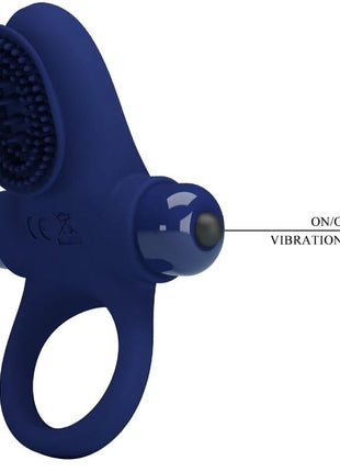 Navyblauer silikonring mit strukturierter bürstenkopf und an aus vibrationsknopf von pretty love palle ring mit vibration blau