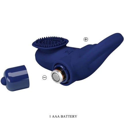Tiefblauer silikon vibrator pretty love palle ring mit texturiertem bürstenkopf und abnehmbarem kappe für aaa batterie