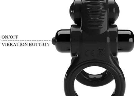 PRETTY LOVE - PASSIONATE RING DOPPELTER VIBRATIONSRING + KLITORIS-STIMULATOR SCHWARZ - Penisring mit Vibration