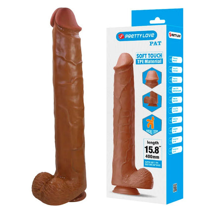 Brauner 40 cm pretty love dildo mit saugnapf aus soft-touch tpe und glatten oberflächen mit anatomischen details
