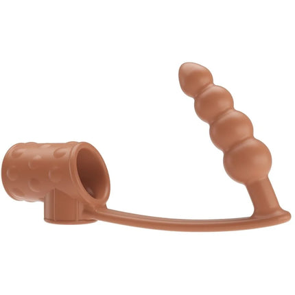 Tan silikon analplug mit strukturiertem griff und perlenreihe von pretty love penishülle mit analplug natur