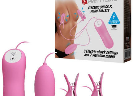 Pretty love pink pinzette set mit vibration elektroschock und zwei vibro-kugeln mit fernbedienung