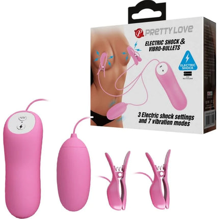 Pretty love pink pinzette set mit vibration elektroschock und zwei vibro-kugeln mit fernbedienung