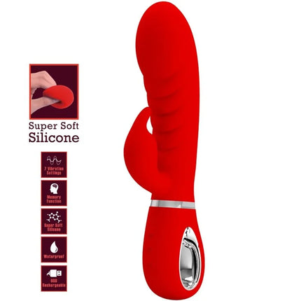 PRETTY LOVE - PRESCOTT MULTIFUNKTIONS-G-SPOT-VIBRATOR ROT - Rabbit-Vibrator
