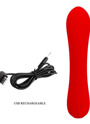 Rotes, geschwungenes silikon vibratorgerät mit usb-aufladekabel von Pretty Love Prescott Vibrator