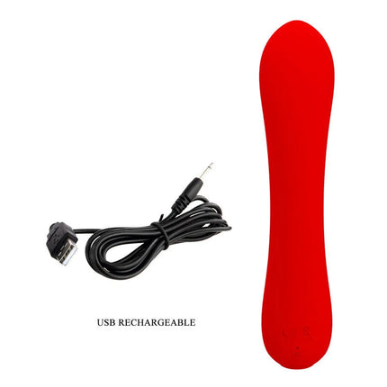 Rotes, geschwungenes silikon vibratorgerät mit usb-aufladekabel von Pretty Love Prescott Vibrator