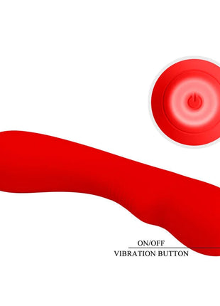 Roter silikon-vibrator pretty love prescott vibrator mit glattem, gebogenem design und integriertem rundem power-knopf