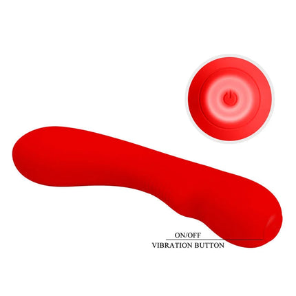Roter silikon-vibrator pretty love prescott vibrator mit glattem, gebogenem design und integriertem rundem power-knopf