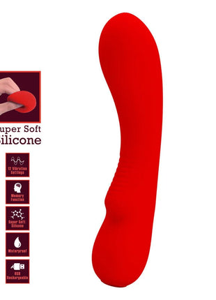 Roter superweicher silikonvibrator pretty love prescott mit 12 einstellungen und speicherfunktion