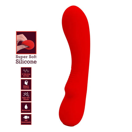 Roter superweicher silikonvibrator pretty love prescott mit 12 einstellungen und speicherfunktion