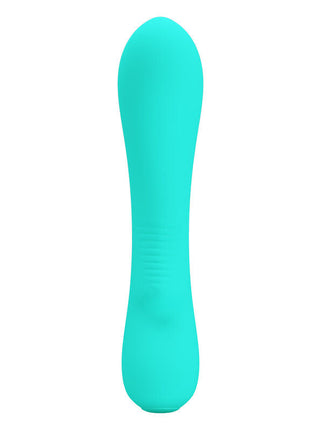 Ein eleganter, türkisfarbener silikon-vibrationsstab mit glattem, ergonomischem design von pretty love prescott vibrator
